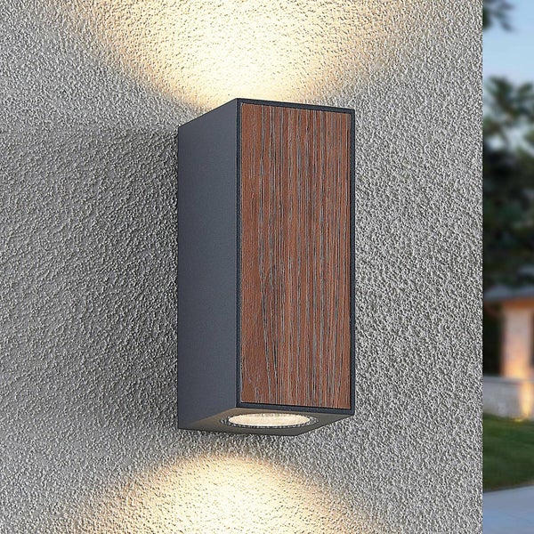 Lucande Wandleuchte außen Cimala (Modern) aus Aluminium (2 flammig, GU10) - Außenwandleuchten Wandlampe Led Außenlampe Outdoor für Außenwand/Hauswand Haus Terrasse & Balkon Licht nach