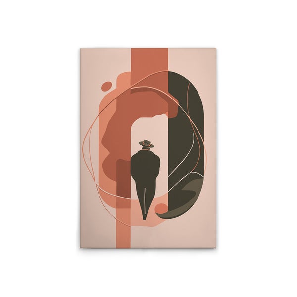 Abstrakte Wandkunst mit Silhouette eines Mannes mit Hut