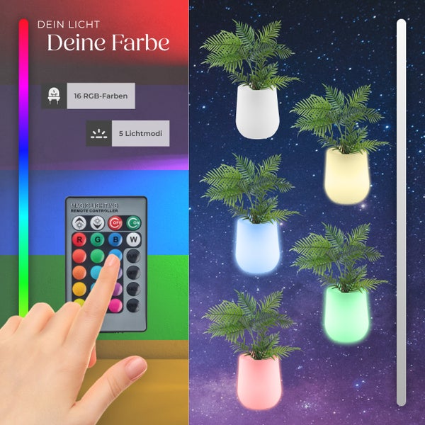 LED-Blumentopf tectake Luminous Courve Pot 38 x 44 cm, inkl. Erdspieß und 3 Standfüße als Blumentopf mit LED-Beleuchtung, 12 W weiß