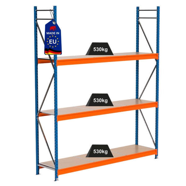 Regal mit drei Ebenen und einer maximalen Belastbarkeit von 530 Kilogramm pro Ebene