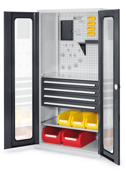 Kappes ®RasterPlan Schubladenschränke 1950x1000x600mm Sichtfenstertüren Modell 33 anthrazitgrau