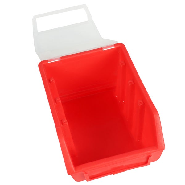 PROREGAL Sichtlagerbox 2 mit Deckel | HxBxT 7,5x11,6x16,1cm | Polypropylen | Rot