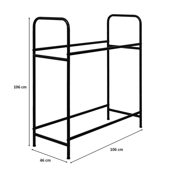 PROREGAL Reifenregal CARRERO HxBxT 106x106x46cm, bis zu 8 Reifen auf 2 Ebenen, Schwarz
