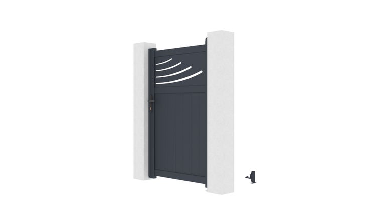 Aluminium-Torpaket HALTI 100P160 GRAU + 2 Pfosten H.190cm 15x15