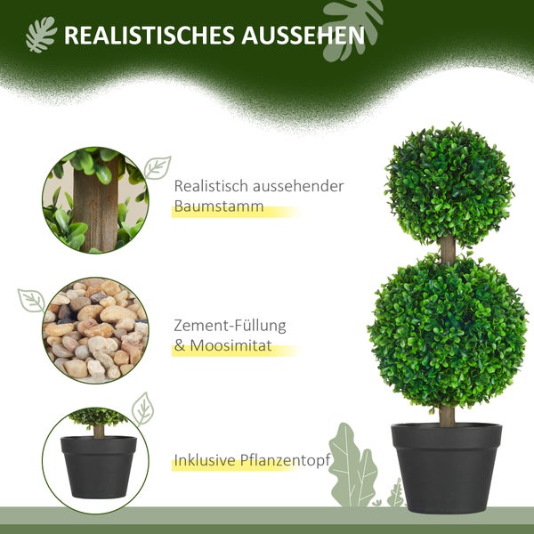 HOMCOM, Künstliche Pflanzen, Zimmerpflanze, 17L x 17B x 60H cm, PE, Grün