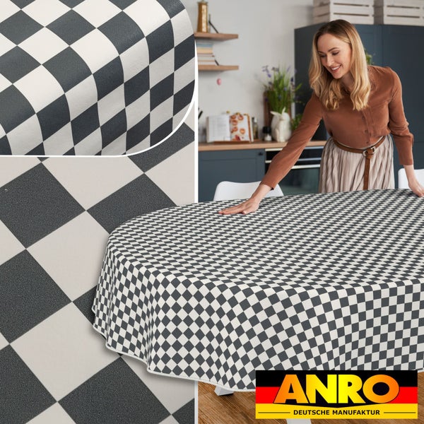Tischdecke mit Schachbrettmuster in einer modernen Küchenszenen