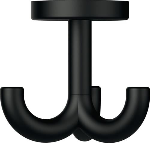 Deckenhaken mit drei Armen aus schwarzem Metall für die Unterbaumontage.