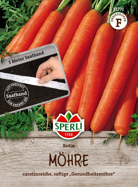 Sperli Saatband Möhre Rotin, 5 Meter langes Saatband für saftige Karotten