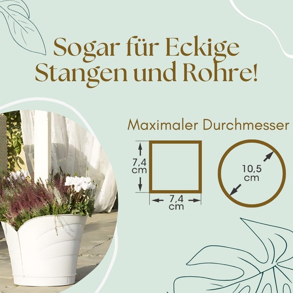 Blumentopf um Säule herum für Pfosten Fallrohr Regenrohr Pflanztopf 2 SET Regenrinne Pflanzgefäß 2 SET Grau