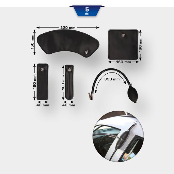 5-teiliges Auto-Aufblaswerkzeug-Set mit den Maßen