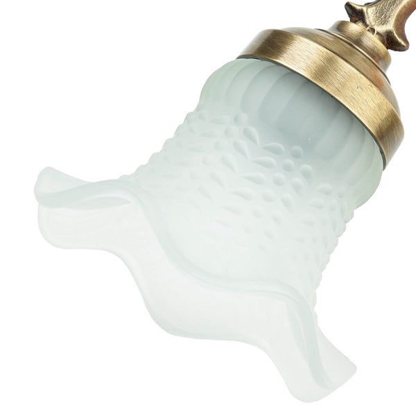 Lampenschirm aus Glas mit Blumenmuster und Messinghalterung