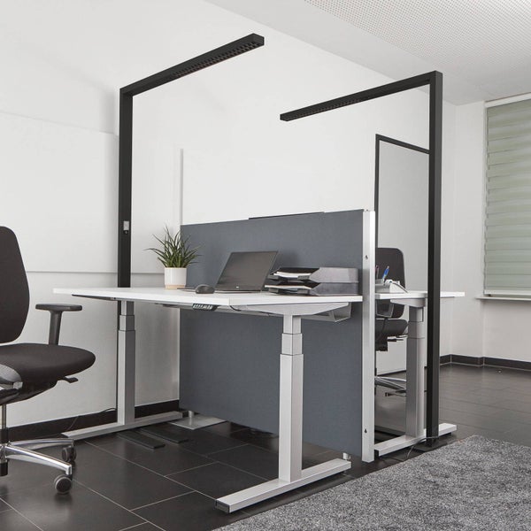 Arcchio LED Bürostehleuchten Jolinda ( Touchdimmer) dimmbar mit Bewegungsmelder (Modern) in Schwarz aus Aluminium (1 flammig, ) - Bürolampe Arbeitsplatzlampe Standleuchte Stehlampe