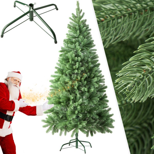 Künstlicher Weihnachtsbaum mit Ständer und Dekoration mit Weihnachtsmann