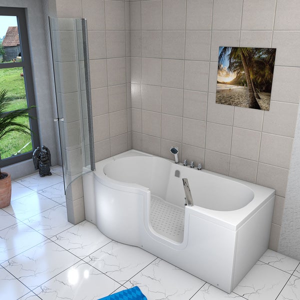 Seniorendusche Sitzwanne mit Tür S12D-TH-R-EC 85x170 cm