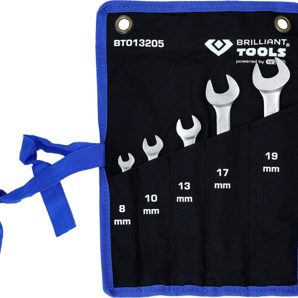 Brilliant Tools Maulschlüsselsatz mit Größen von 8 Millimeter bis 19 Millimeter in einer Werkzeugtasche