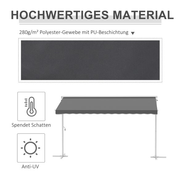 Outsunny Standmarkise, 395cm x 298cm x 255cm, Metall+Polyester, Grau
