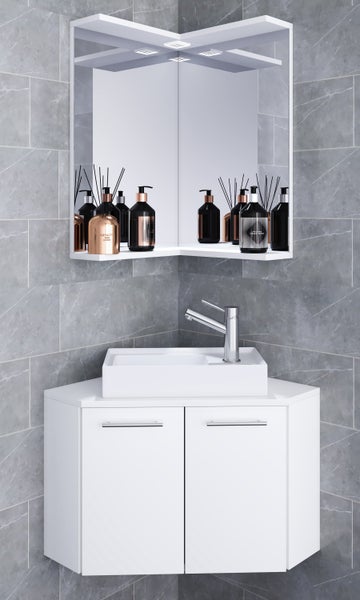 3-tlg. Eck Gäste WC Waschplatz Waschtisch Vilosa