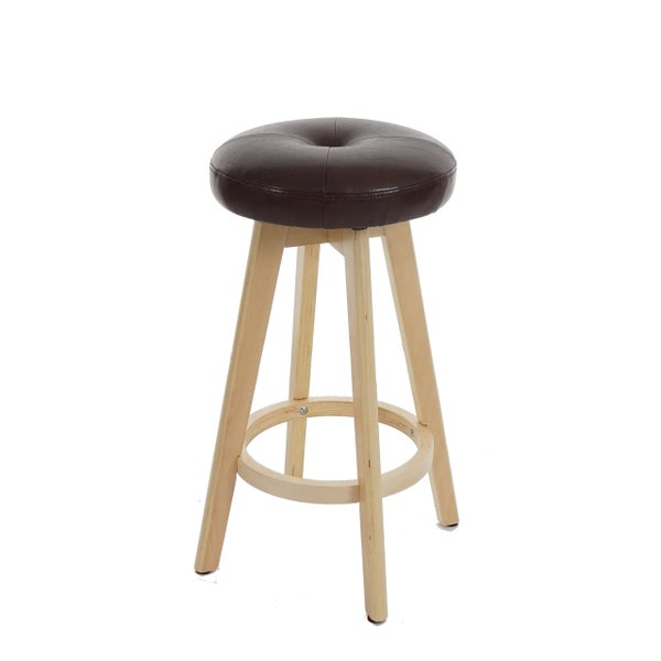 Hocker mit gepolstertem Sitz und Holzbeinen