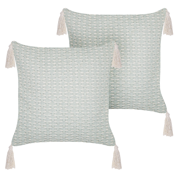 Dekokissen 2er Set HAKONE 42 x 42 cm Mintgrün Geometrisches Muster