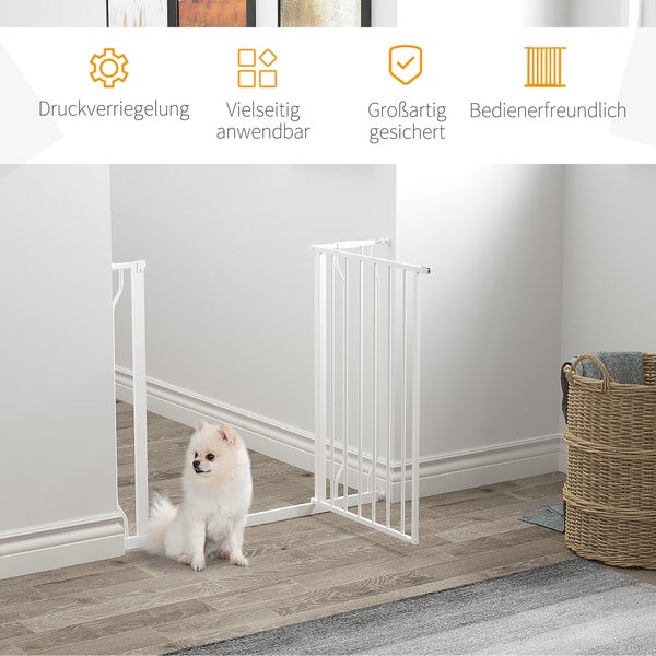 PawHut Schutzgitter, 95L x 3B x 76H cm, Stahl, ABS, Weiß