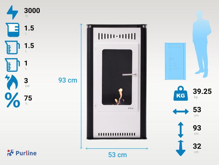 Purline Ethanolkamin mit den Maßen 93 cm Höhe und 53 cm Breite
