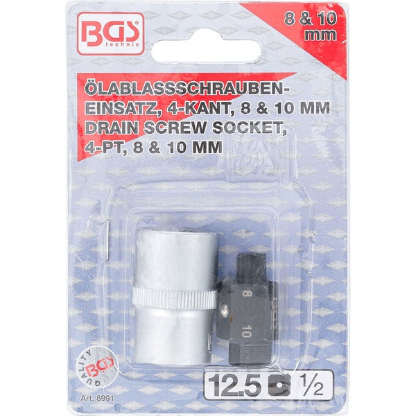 BGS Ölablassschrauben-Einsatz Vierkant 8 mm / 10 mm - 8991