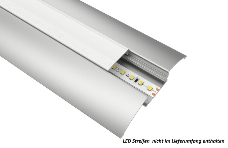 TIVENDIS Led Alu Profil 2 m KK mit Zubehör für Strip / Streifen bis 12 mm breit | Abdeckung satiniert milchig  |  Einabu Aufputz Sockelleiste Fußleiste Bodenleiste eloxiert