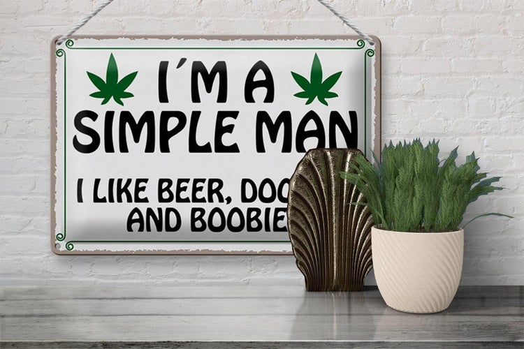Blechschild Spruch 30x20cm i´m simple man like beer doobies