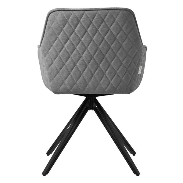 ML-Design Esszimmerstuhl drehbar aus Textil Webstoff, Grau, Wohnzimmerstuhl mit Armlehne & Rückenlehne, 360° Drehstuhl, Polsterstuhl mit Metallbeine, Ergonomische Sessel, Küchenstuhl Loungesessel