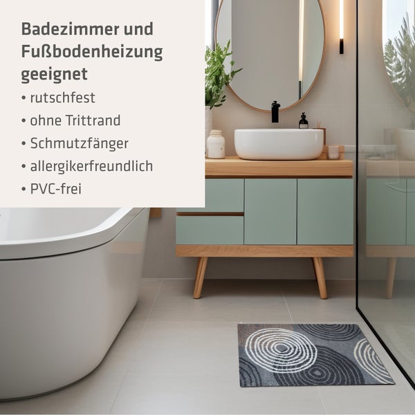Akzente Feel Badematte mit Motiv in Grau Fußmatte 50 x 70 cm, rutschfest, saugfähig