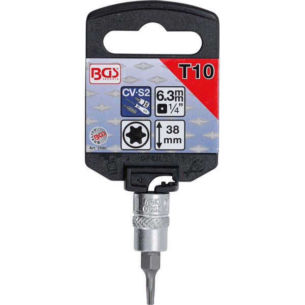 BGS Bit-Einsatz Antrieb Innenvierkant 6,3 mm (1/4) T-Profil (für Torx) T10 - 2590