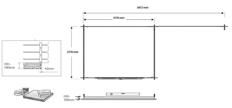Gartenhaus, Gerätehaus 18m2 - 5,96x2,95m - 24mm - Imprägniert