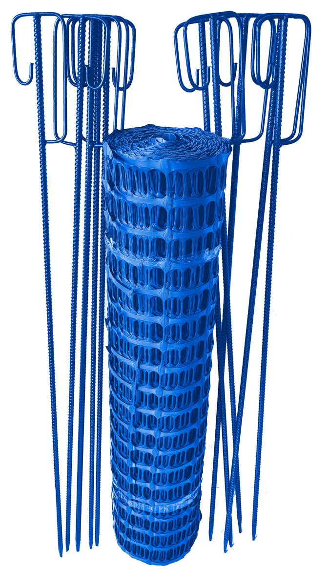 UvV Profi Fangzaun Set 50m 7,5kg +10 Halter Baustellen Absperrzaun Farbe Blauer Zaun, blaue Halter