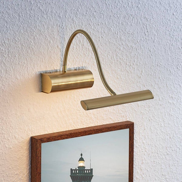 Lindby LED Wandleuchte, Wandlampe Innen Rakel dimmbar (Modern) in Gold / Messing aus Metall (1 flammig ) - Bilderleuchte Wandstrahler Wandbeleuchtung Schlafzimmer Wohnzimmer Wohnzimmerleuchte