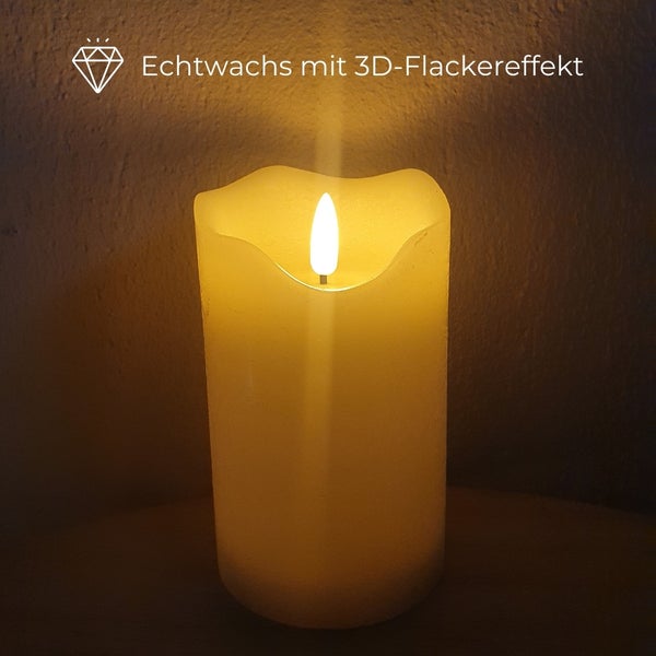 Echtwachskerze mit 3D-Flammeneffekt