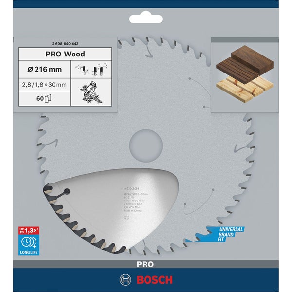 Bosch PRO Wood Kreissägeblatt 216 x 2,8 x 30 mm - 2608640642