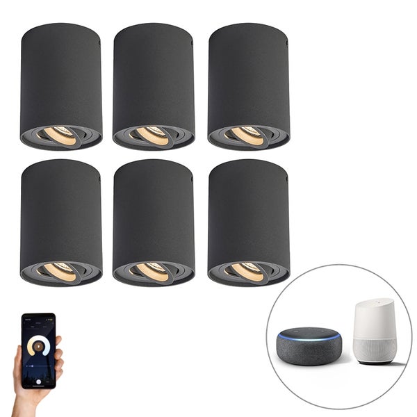 Set mit 6 Spots Smart Dunkelgrau inkl. WLAN GU10 - Rondoo up