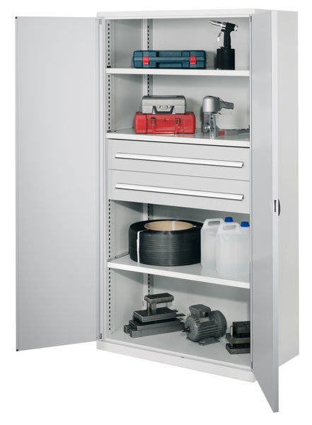 Werkzeugschrank mit Regalböden, Schubladen und Werkzeugen