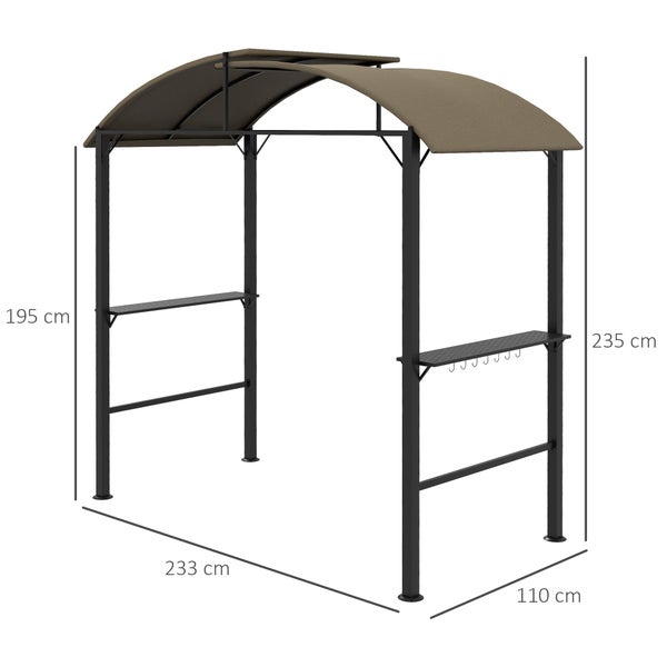 Outsunny Grillpavillon, 233L x 110B x 235H cm, Stahl, Khaki