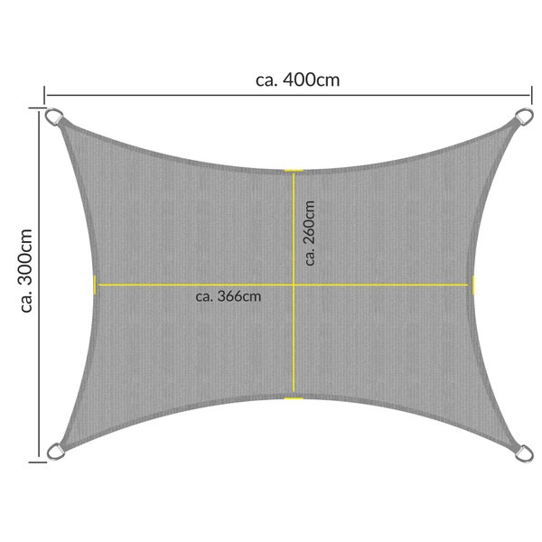 SolVision HS9 Sonnensegel 300x400cm rechteckig Grau HDPE