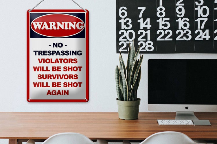 Blechschild Hinweis 20x30cm Warning no trespassing