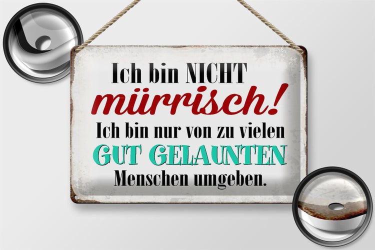 Blechschild Spruch 30x20cm ich bin nicht mürrisch bin nur