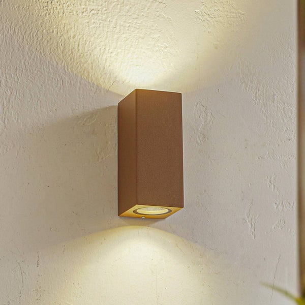 Lucande Wandleuchte außen Xava (Modern) in Braun aus Aluminium (2 flammig, GU10) - Außenwandleuchten Wandlampe Led Außenlampe Outdoor für Außenwand/Hauswand Haus Terrasse & Balkon