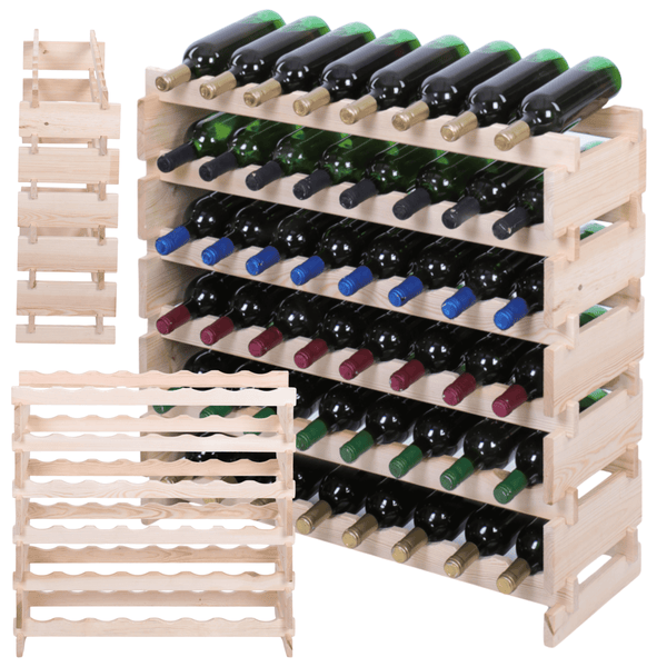 Weinregal VINOTECA FLEX PRO HxBxT 79x84x28cm 48 Flaschen auf 6 Ebenen Massives Kiefernholz Natur unbehandelt