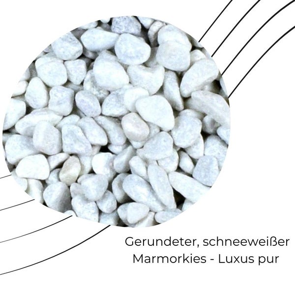 Kieselsteine Garten Zierkies 7-15 mm 25 kg Aquarium Kies Carrara Weiß Marmorkies Dekostein Gabion Steinteppich Zierstein Weiß