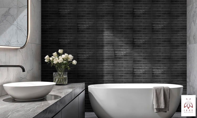 3D Wandpaneel aus Kunststoff in Steinoptik Schwarz – selbstklebend, wasserdicht, 23 × 29 cm (0,065 m²) – Modell YJC0262