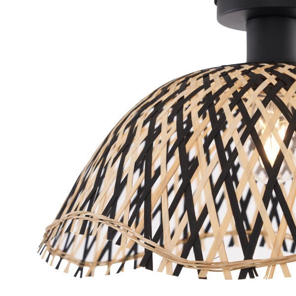 Art-Deco-Deckenleuchte schwarz Bambus 40cm - Alka