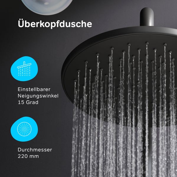 Duschsäule inkl. Umsteller F07TA022 Hit Schwarz matt