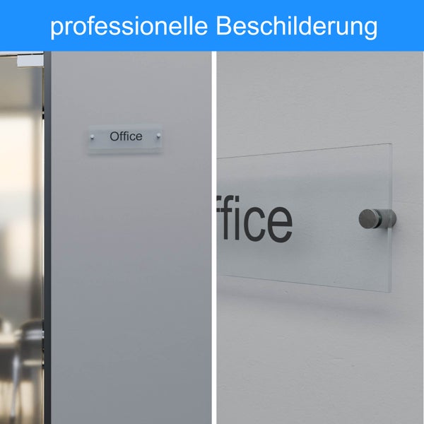 Professionelles Türschild aus Acrylglas mit der Aufschrift Office zur Wandmontage an Bürotüren.