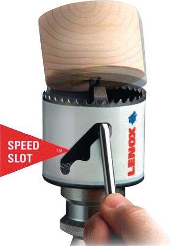 Lochsäge mit Holzstück und Lenox Logo